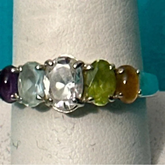 Elegant Multi-Stone Silver Rings Set - Picture 5 of 7